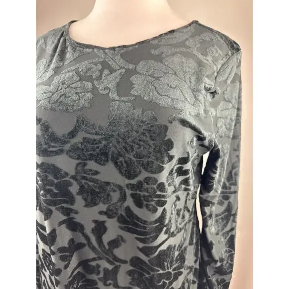 Sundance Bella Grace Floral Velvet Burnout Top Black Long Sleeve Women's Size XL - Picture 6 of 16